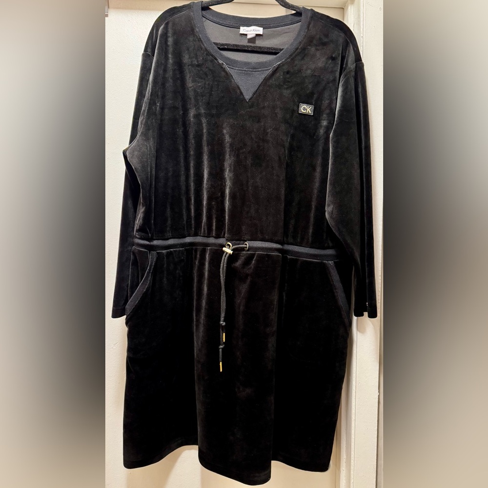 Plus Size Calvin Klein (CK) Black Velour Dress